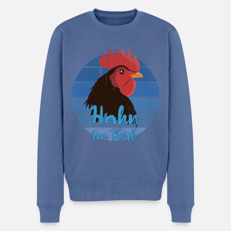Hahn im Korb - Männer Premium Bio Pullover - Taubenblau