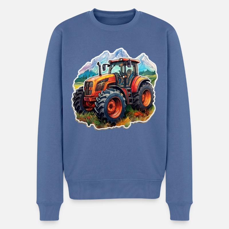 Tracteur - Pull Premium bio Homme - bleu pigeon