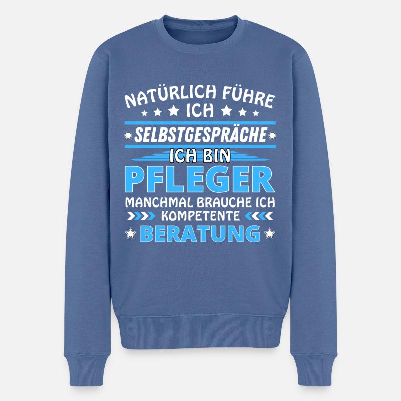 Ich führe Selbstgespräche - Pfleger Edition blau - Männer Premium Bio Pullover - Taubenblau