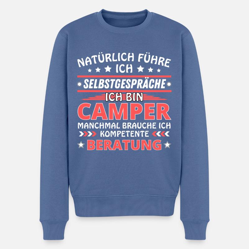 Ich führe Selbstgespräche - Camper Edition - Männer Premium Bio Pullover - Taubenblau