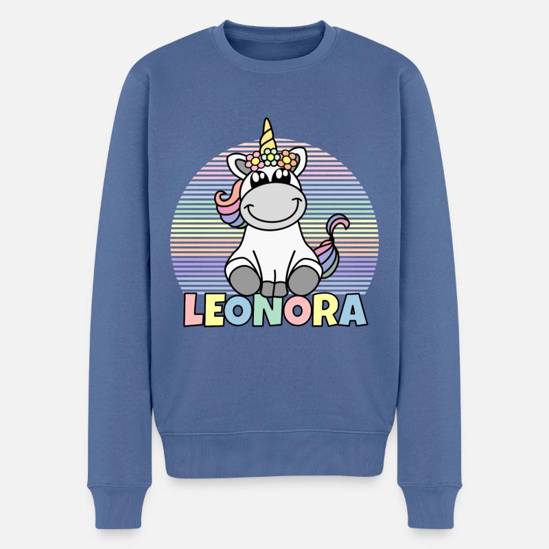 Leonora Einhorn Name - Männer Premium Bio Pullover - Taubenblau