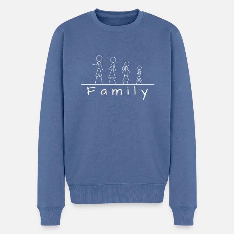 Strichmännchenfamilie - Männer Premium Bio Pullover - Taubenblau