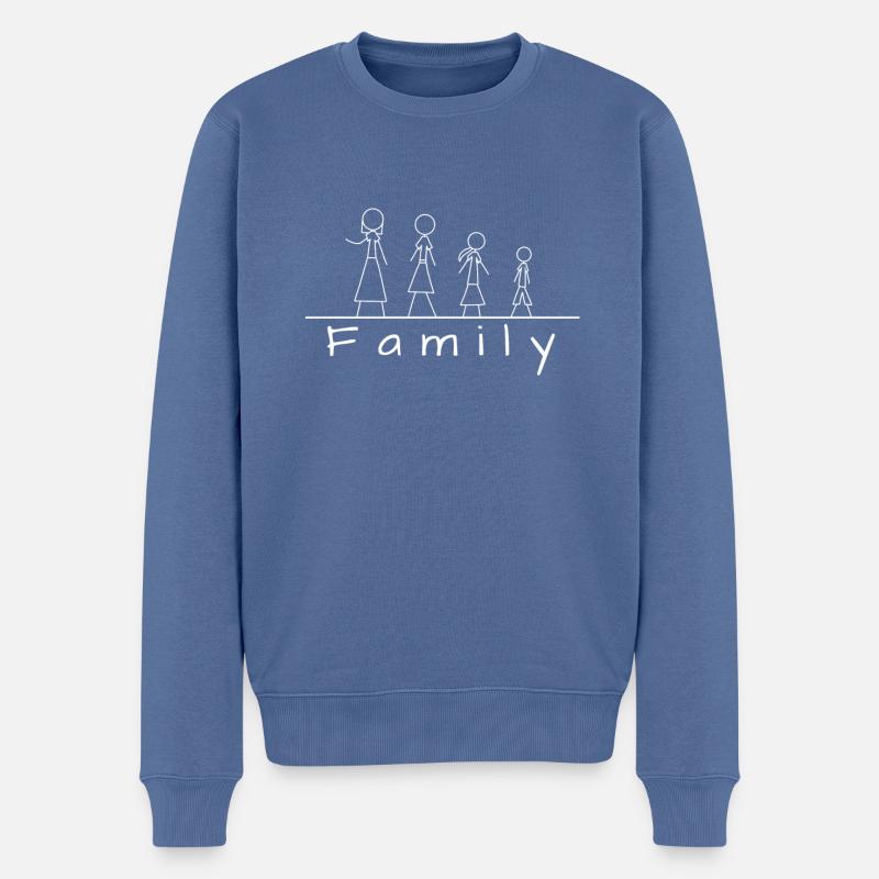 Strichmännchenfamilie - Männer Premium Bio Pullover - Taubenblau