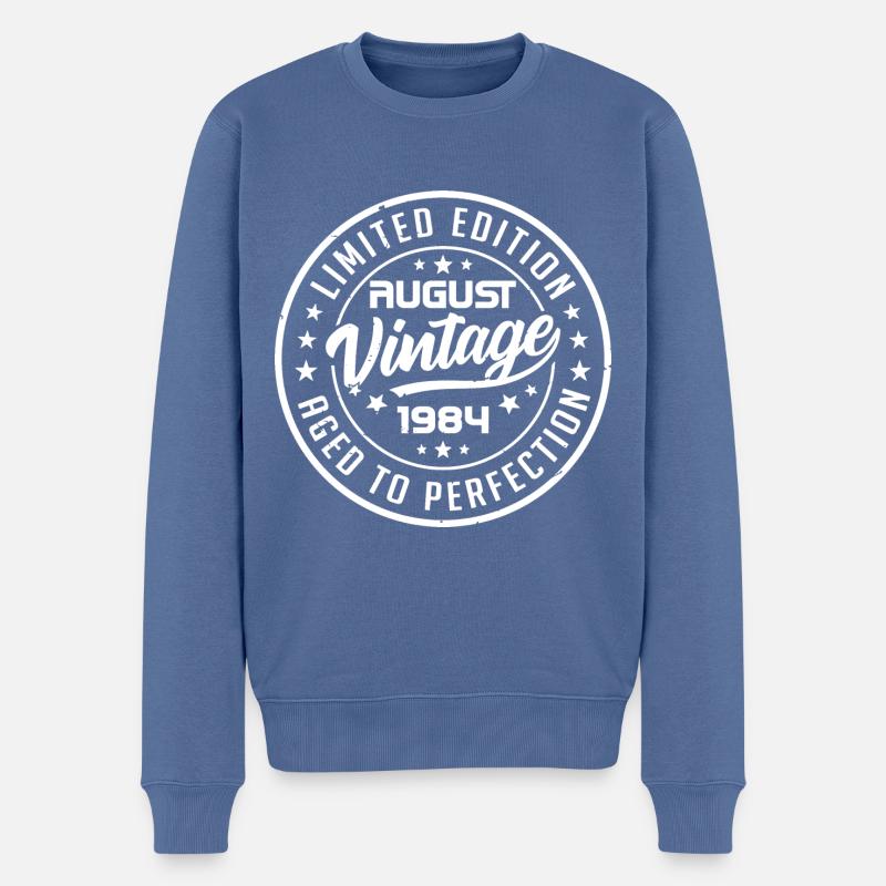 August 1984 Jahrgang 1984 August Geburtstagsgeschenk - Männer Premium Bio Pullover - Taubenblau