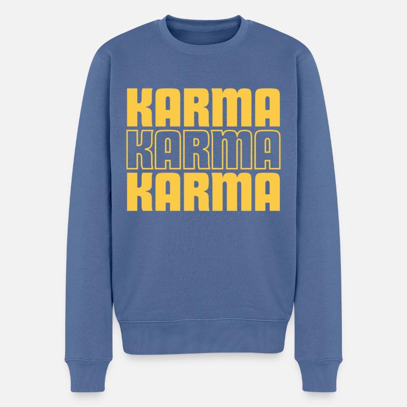 Karma. - Männer Premium Bio Pullover - Taubenblau