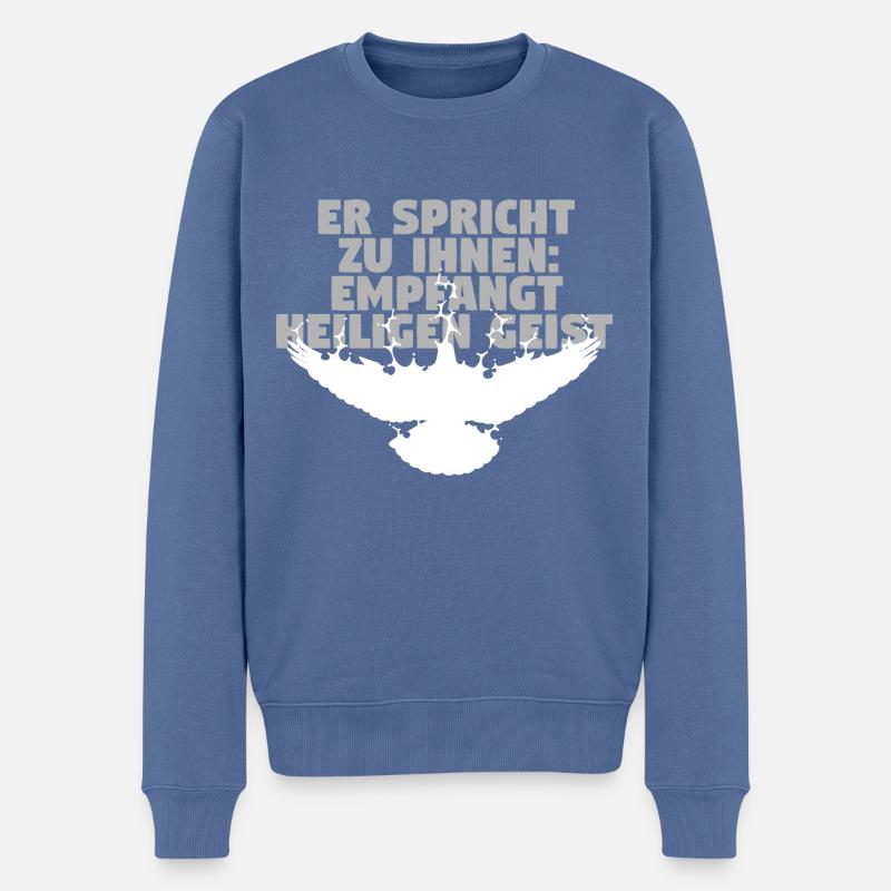 Receive Comforter - Deutsch - Männer Premium Bio Pullover - Taubenblau