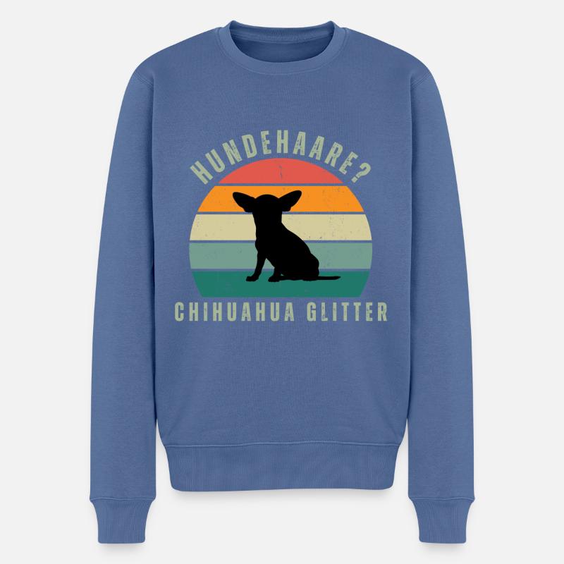 Chihuahua Glitter Retro Sunset - Männer Premium Bio Pullover - Taubenblau
