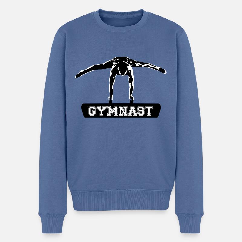 Turner am Seitpferd, Männer Turnen, Gymnastics - Männer Premium Bio Pullover - Taubenblau