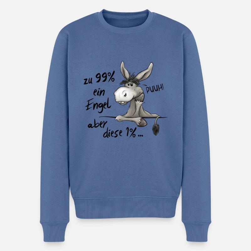 99% Engel 1% Teufel 100% grummeliger Esel Maultier - Männer Premium Bio Pullover - Taubenblau