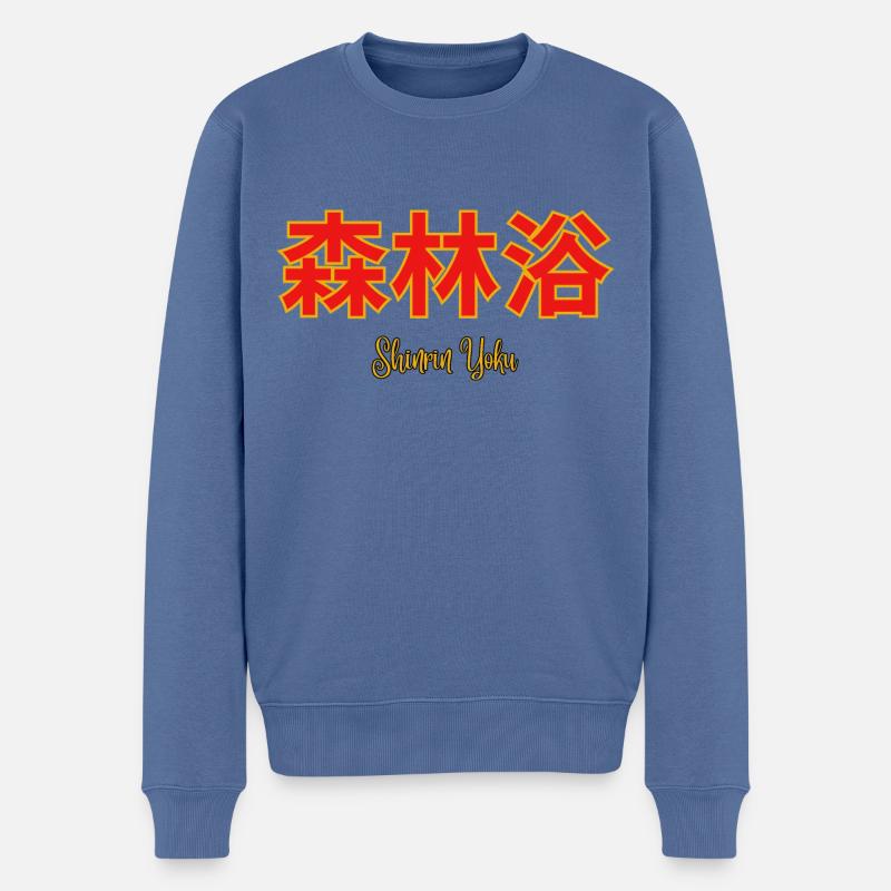 Shinrin Yoku - Männer Premium Bio Pullover - Taubenblau