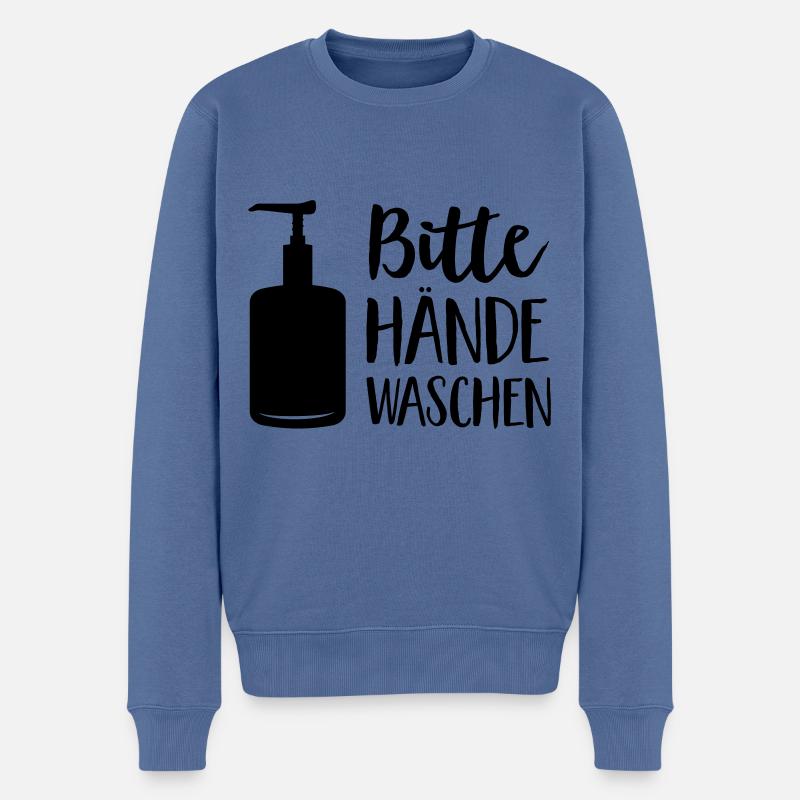 Hände waschen - Männer Premium Bio Pullover - Taubenblau