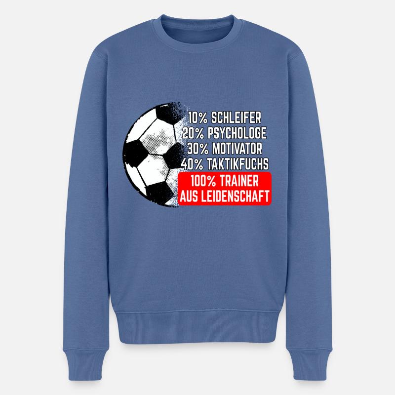 Fußballtrainer aus Leidenschaft Spruch Trainer - Männer Premium Bio Pullover - Taubenblau