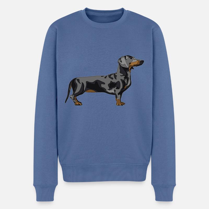 Dackel, - Männer Premium Bio Pullover - Taubenblau