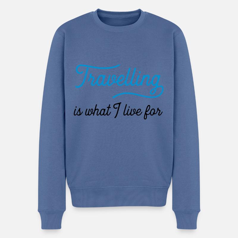 travellingiswhat - Pull Premium bio Homme - bleu pigeon