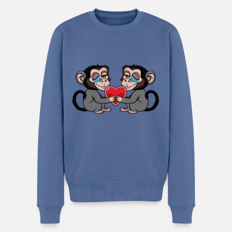 Coeur de Singe Saint-Valentin - Pull Premium bio Homme - bleu pigeon