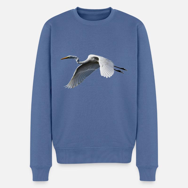 Kranich - Männer Premium Bio Pullover - Taubenblau