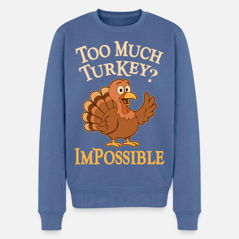 Trop de THANKSGIVING de dinde - Pull Premium bio Homme - bleu pigeon