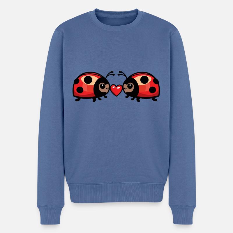 Coccinelle Saint-Valentin Amour - Pull Premium bio Homme - bleu pigeon