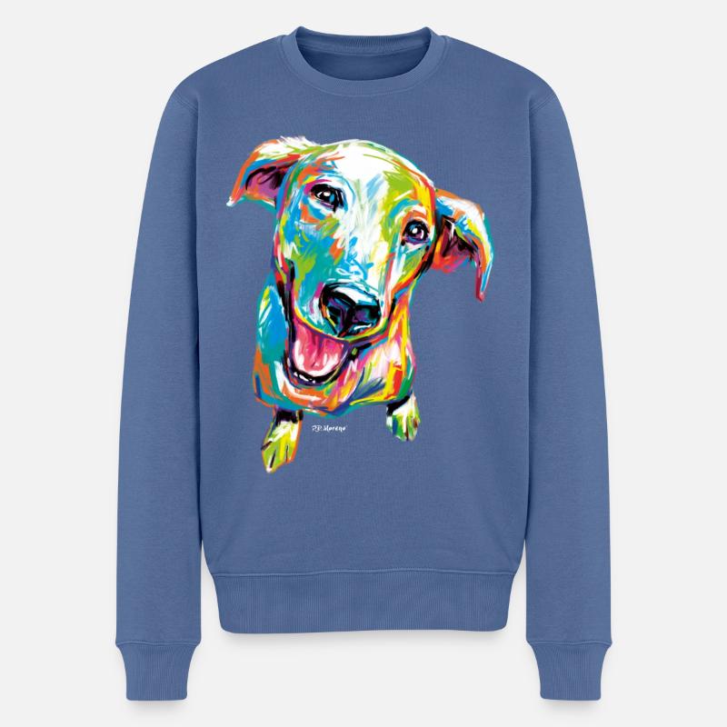 P.D. Moreno Bunter Welpe - Männer Premium Bio Pullover - Taubenblau
