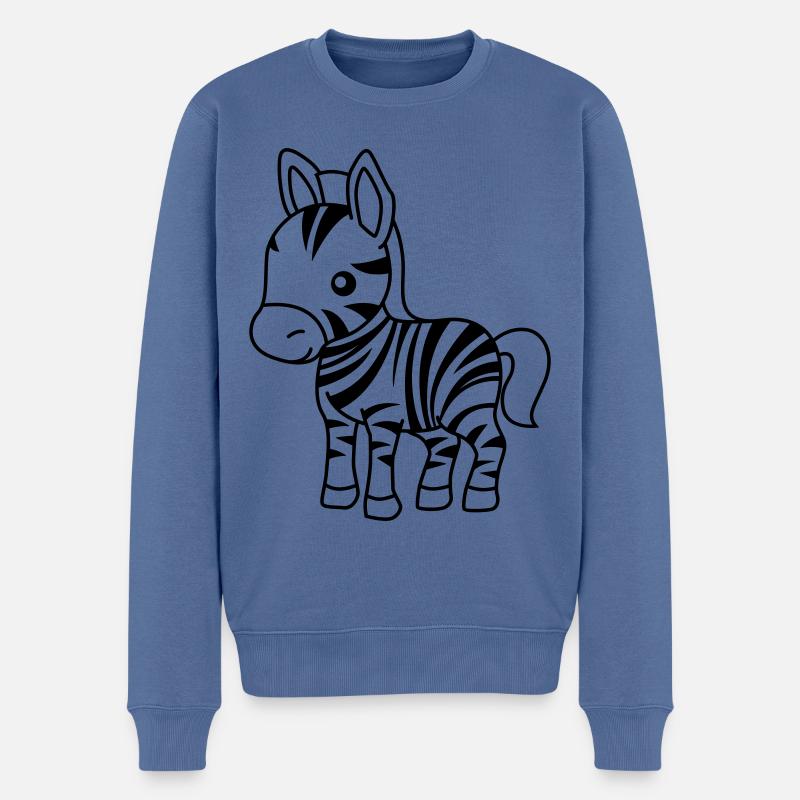 Zebra Comic Tier - Männer Premium Bio Pullover - Taubenblau