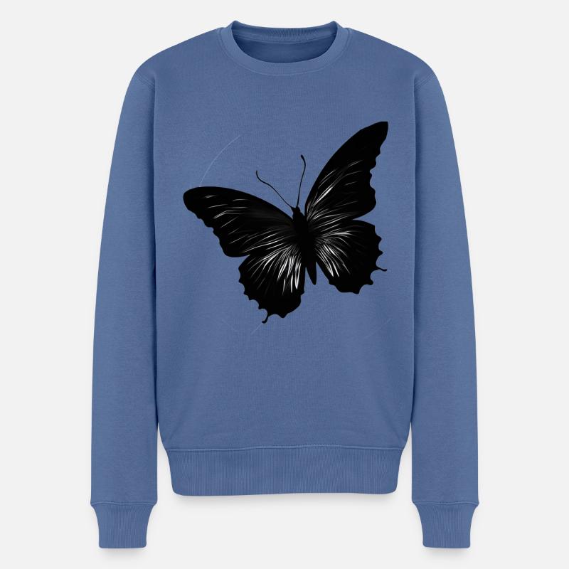Schmetterlinge Muster - Männer Premium Bio Pullover - Taubenblau