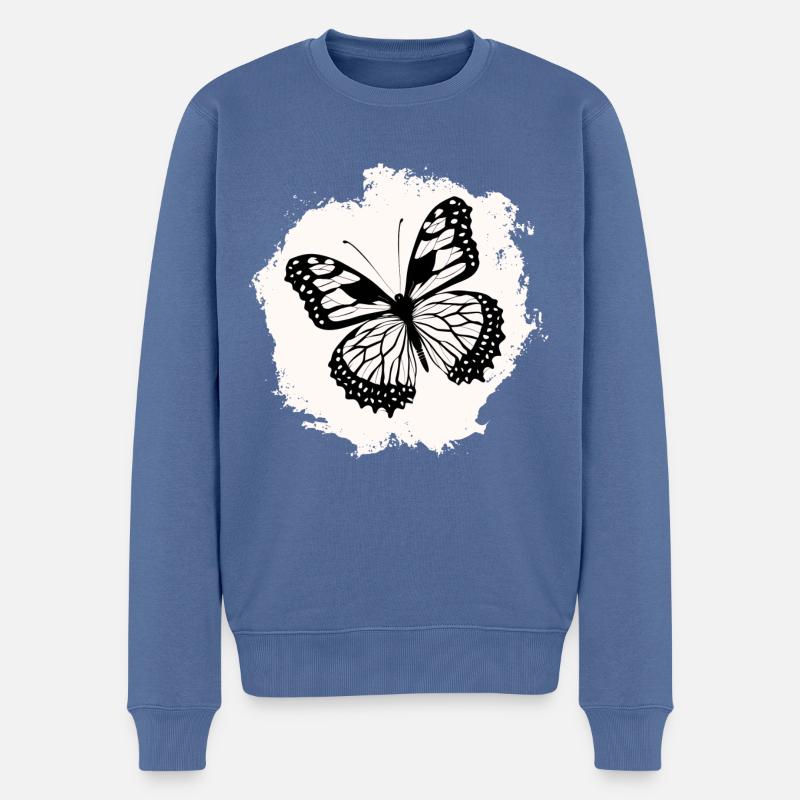 Schmetterlinge Muster - Männer Premium Bio Pullover - Taubenblau