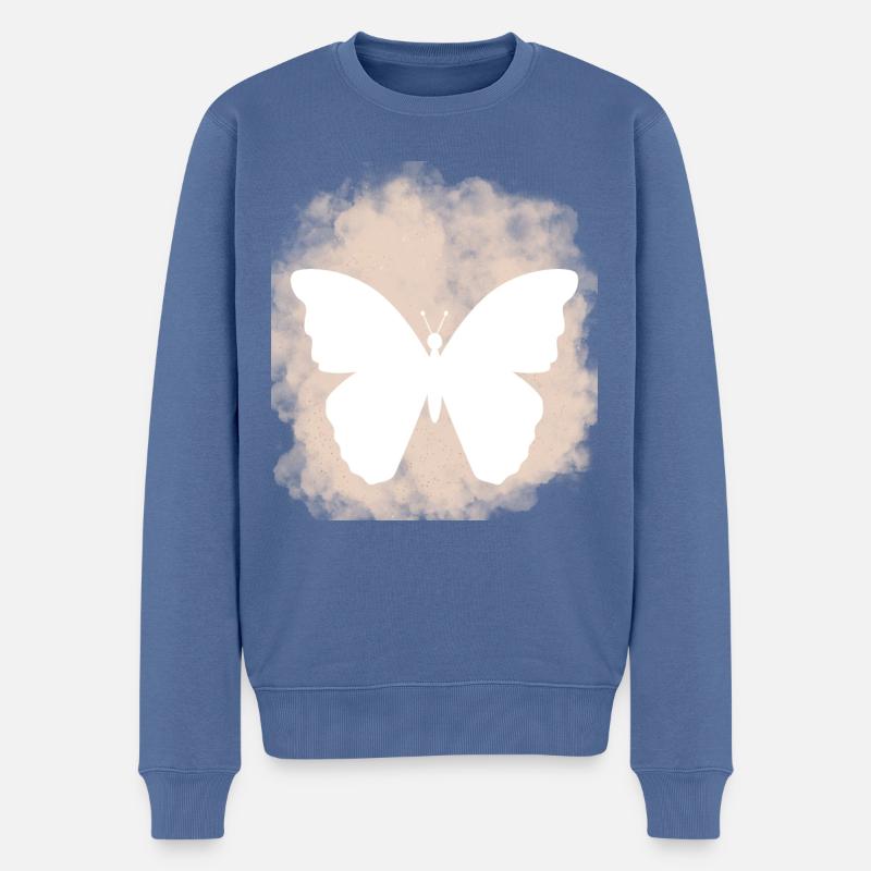 Butterflies pattern - Pull Premium bio Homme - bleu pigeon