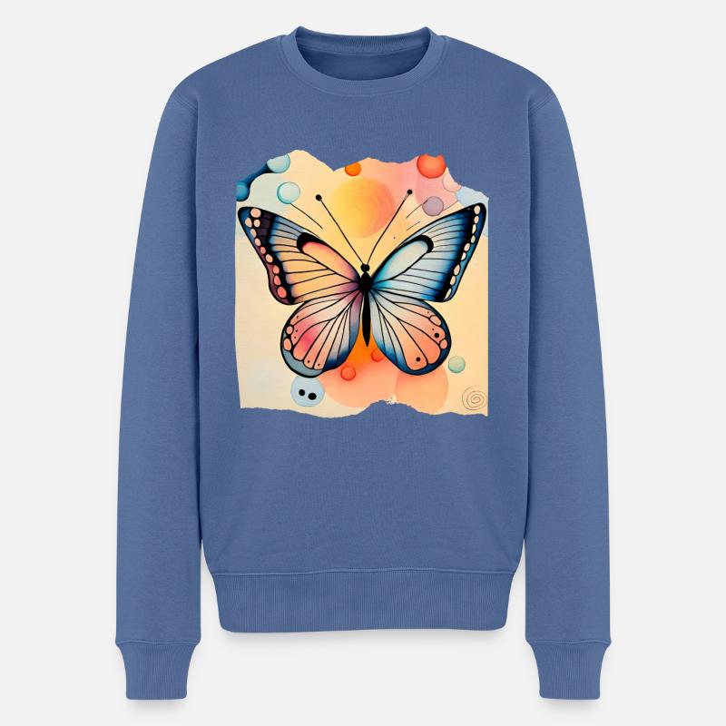 Schmetterlinge Muster - Männer Premium Bio Pullover - Taubenblau