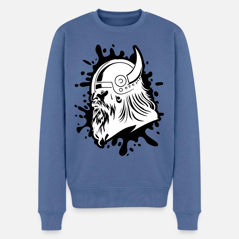 Guerrier viking Head Viking - Pull Premium bio Homme - bleu pigeon