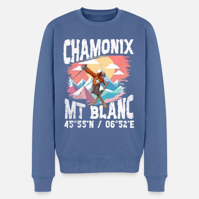 Chamonix Freestyle - Männer Premium Bio Pullover - Taubenblau