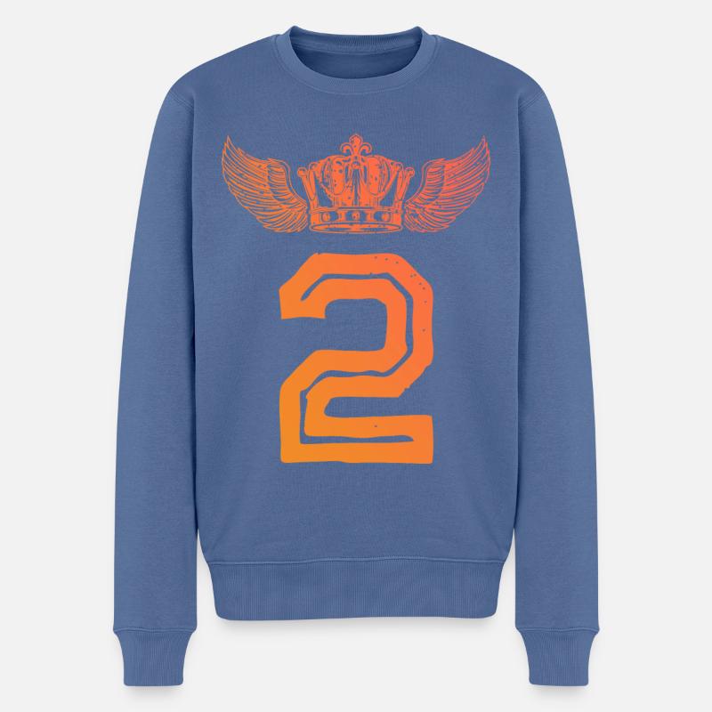 2 Couronne de numéros - Pull Premium bio Homme - bleu pigeon