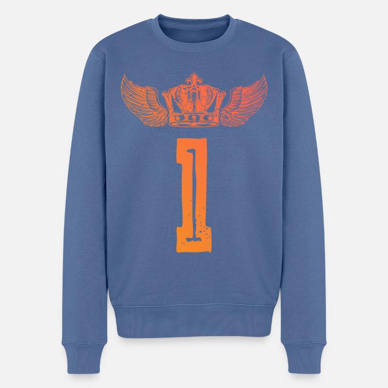 1 couronne de nombres - Pull Premium bio Homme - bleu pigeon