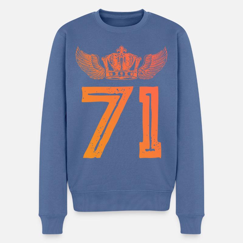 71 Zahl Krone - Männer Premium Bio Pullover - Taubenblau