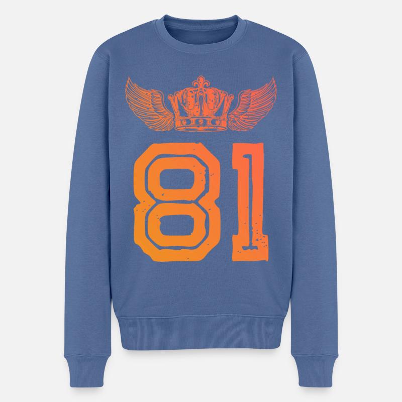 81 Couronne numérique - Pull Premium bio Homme - bleu pigeon