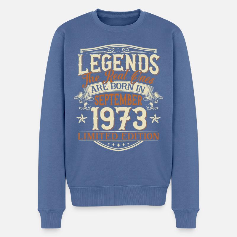 Septembre 1973 Anniversaire de naissance - Pull Premium bio Homme - bleu pigeon