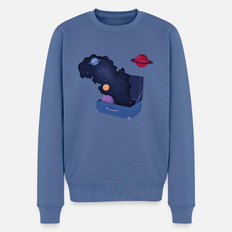 Kosmische Reisen - Männer Premium Bio Pullover - Taubenblau