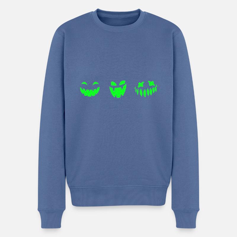 Lächelt grüne Kürbisse - Männer Premium Bio Pullover - Taubenblau