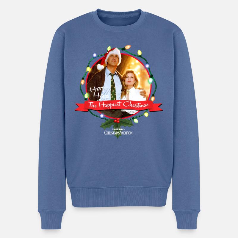 Schöne Bescherung Design The Happiest Christmas - Männer Premium Bio Pullover - Taubenblau