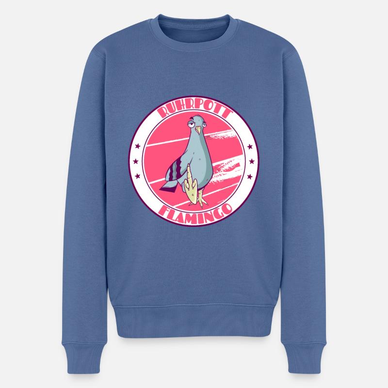 Ruhrpott Flamingo Mittelfinger - Männer Premium Bio Pullover - Taubenblau