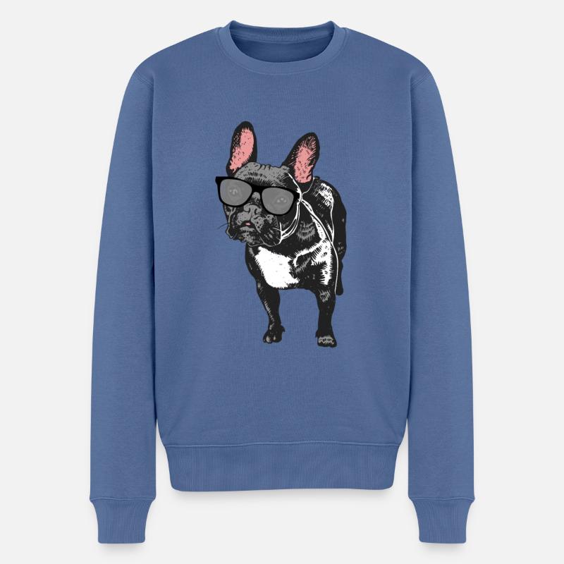 französische bulldogge - Männer Premium Bio Pullover - Taubenblau