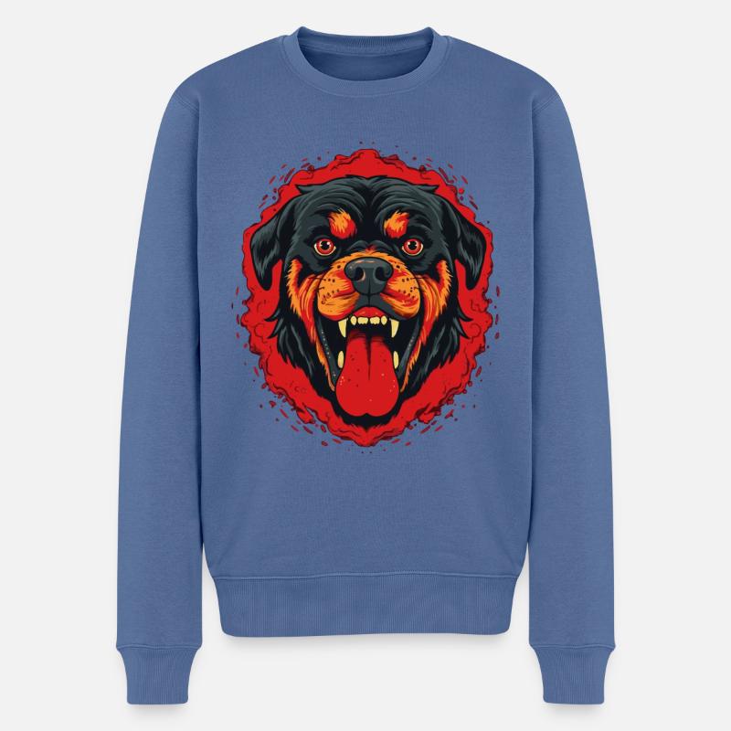 Wütender Bulldog Terrier: Rottweiler Hund - Männer Premium Bio Pullover - Taubenblau