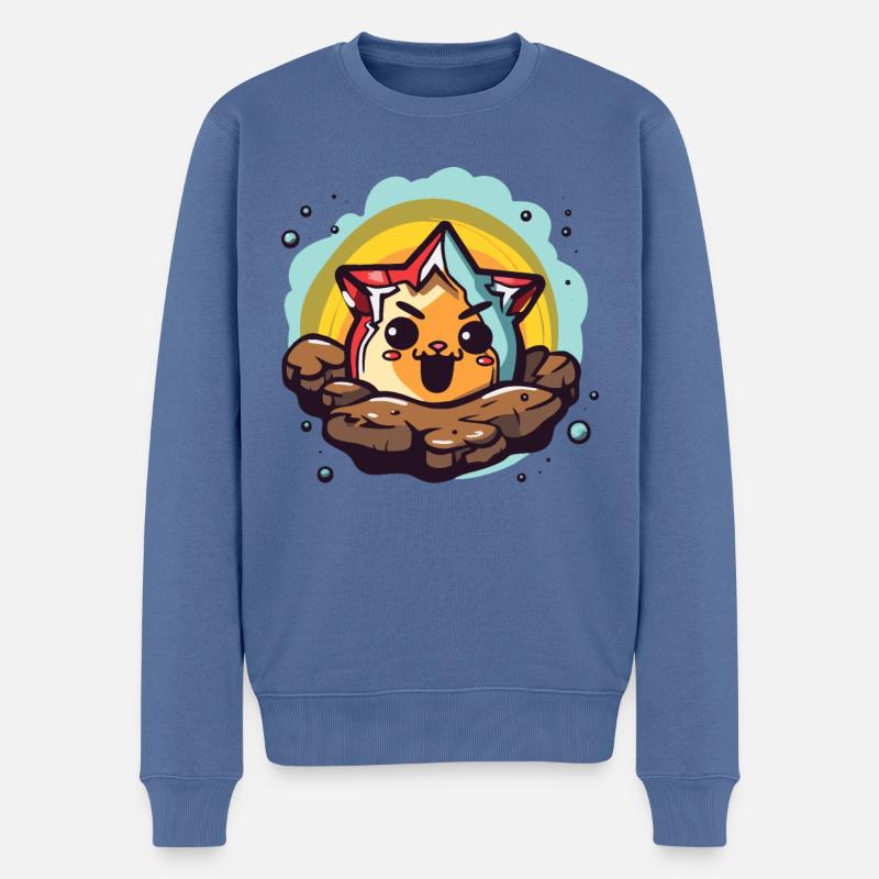 Chat mignon et étoile - Pull Premium bio Homme - bleu pigeon