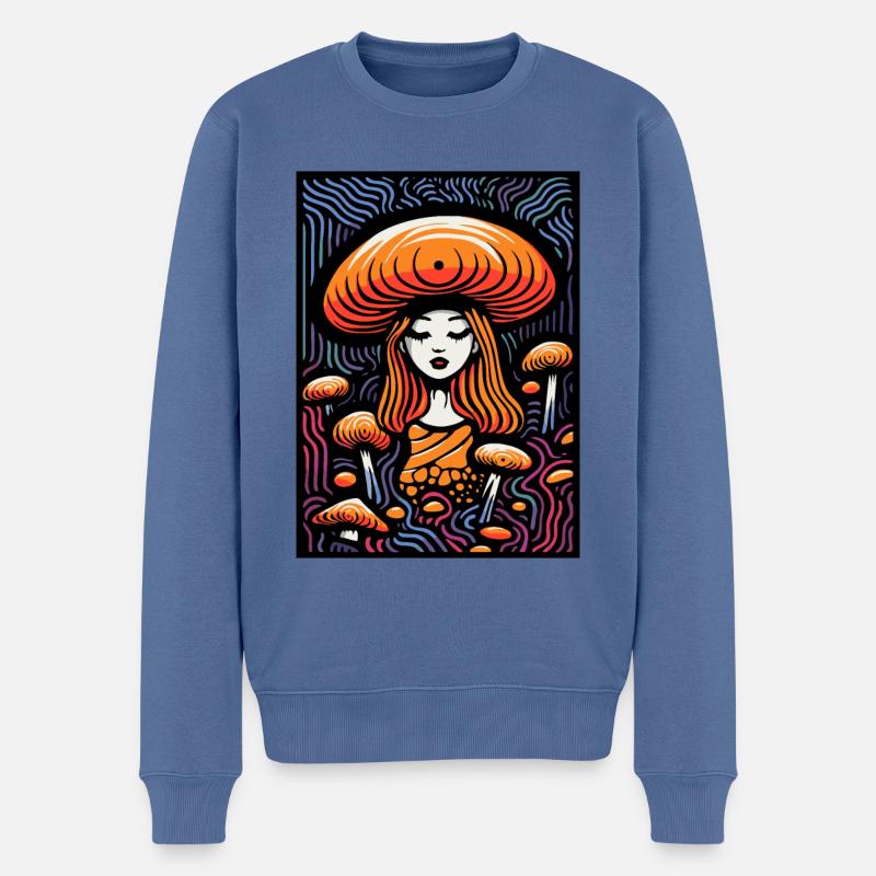 Die Pilz-Wald Prinzessin - Männer Premium Bio Pullover - Taubenblau
