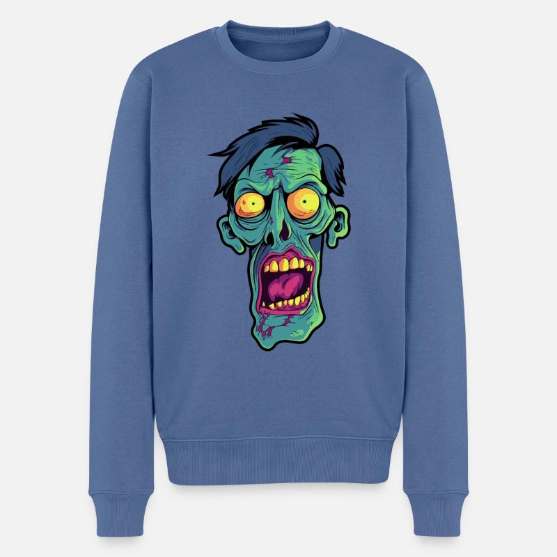 Tête de zombie maigre - Pull Premium bio Homme - bleu pigeon