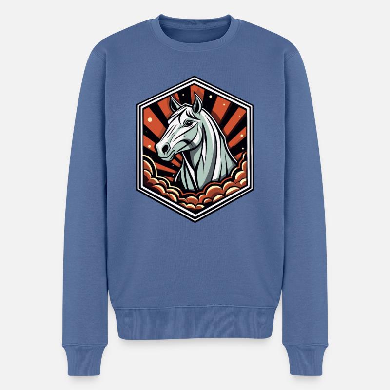 Un cheval majestueux - Pull Premium bio Homme - bleu pigeon