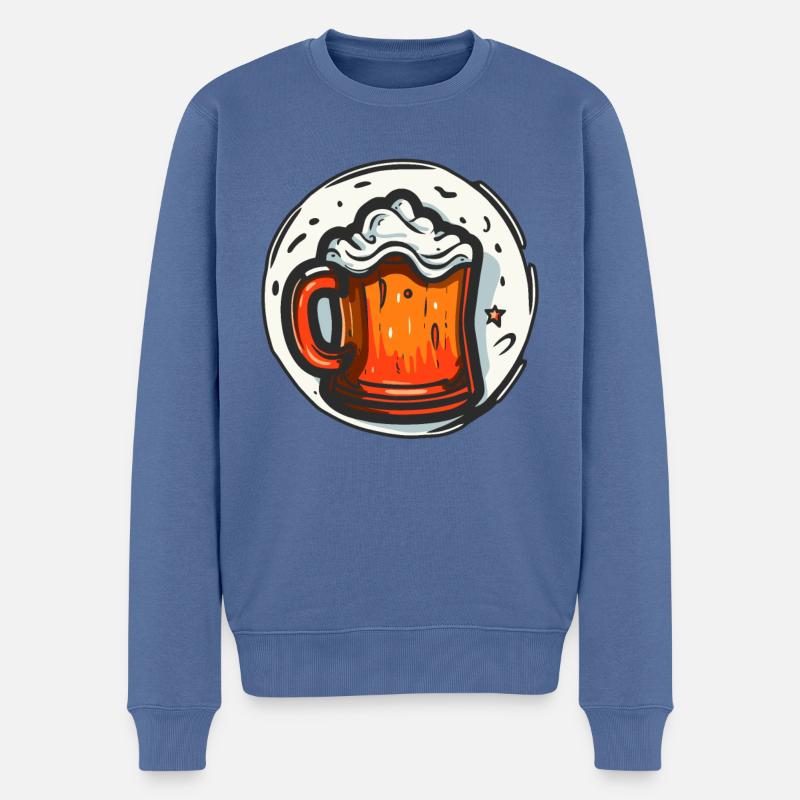 Ein Bierkrug mit Bier - Männer Premium Bio Pullover - Taubenblau