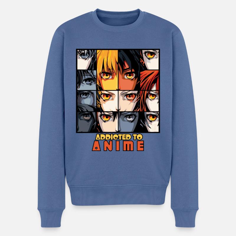 Süchtig nach Anime - Männer Premium Bio Pullover - Taubenblau