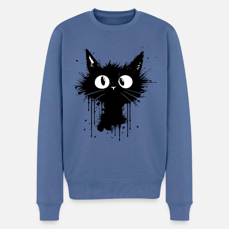 Die verrückte verwirrte Katze - Männer Premium Bio Pullover - Taubenblau