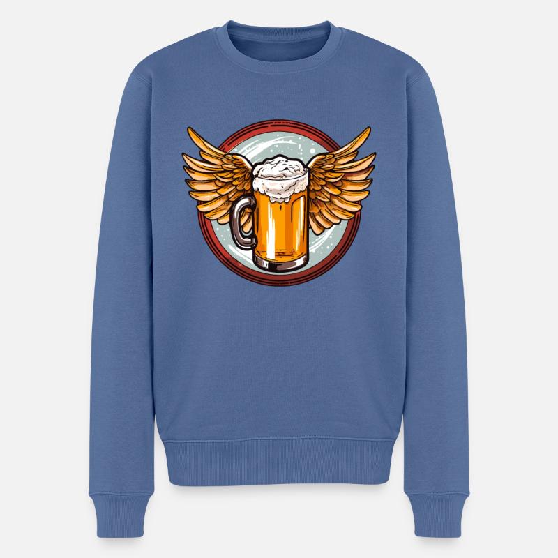 Bière avec des ailes - Pull Premium bio Homme - bleu pigeon