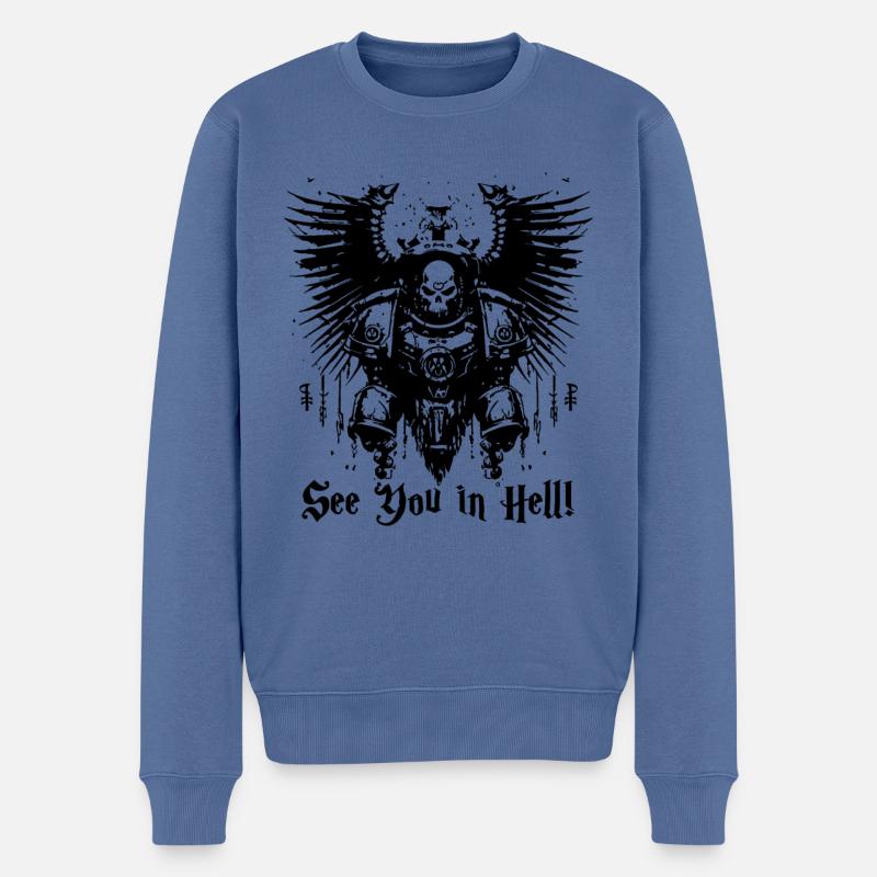 Rendez-vous en enfer, crâne d’emblème - Pull Premium bio Homme - bleu pigeon